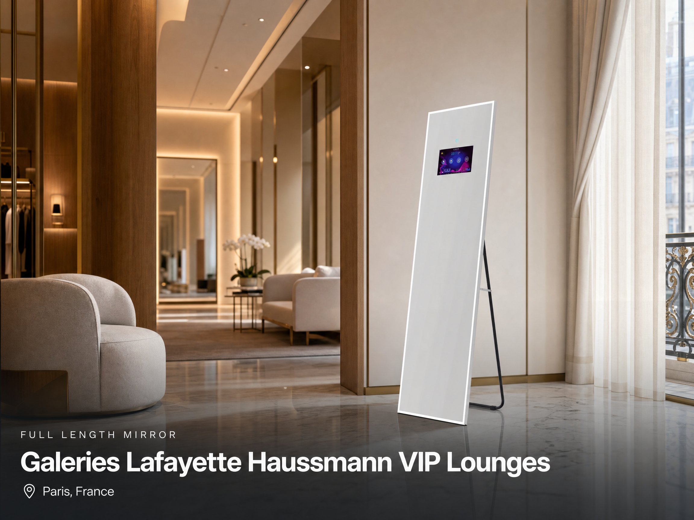 Smart Full Length Mirror Project for Galeries Lafayette Haussmann VIP Lounges in Paris