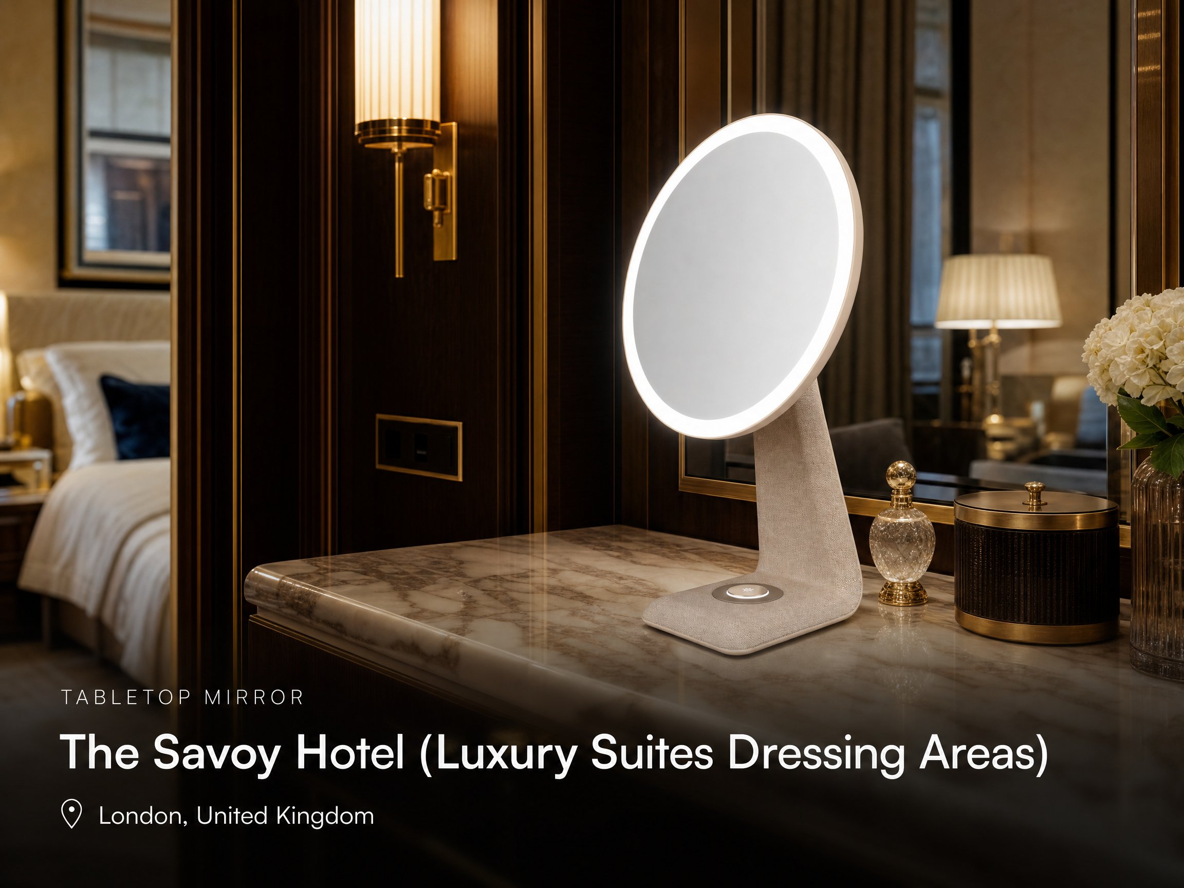 LED Tabletop Mirror Project for The Savoy Hotel Luxury Suites Dressing Areas in London